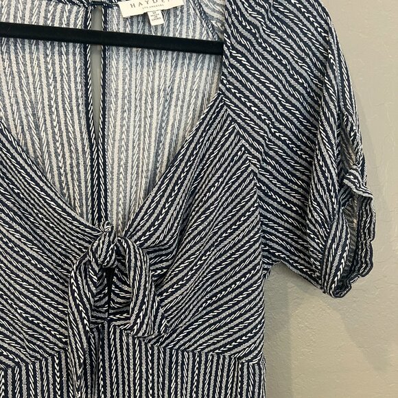 Artemis Printed Tie Front Midi Dress - Navy - Medium - Picture 2 of 3